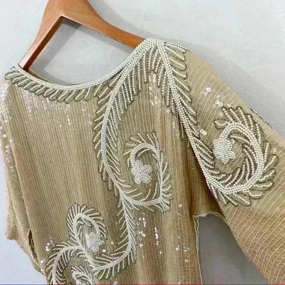 Dominique vintage beaded silk top - Picture 3 of 6